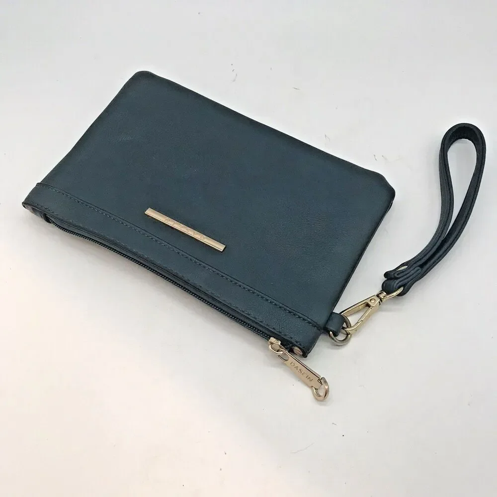 Dasein Teal Green Top Zip Wristlet Lined Vegan 9 x 6 inches Interior Zip Pocket